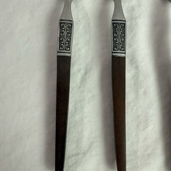 Ekco Eterna La Joya VTG Set 4 Dinner Forks Stainless Steel Faux Wood Flatware - Picture 4 of 8
